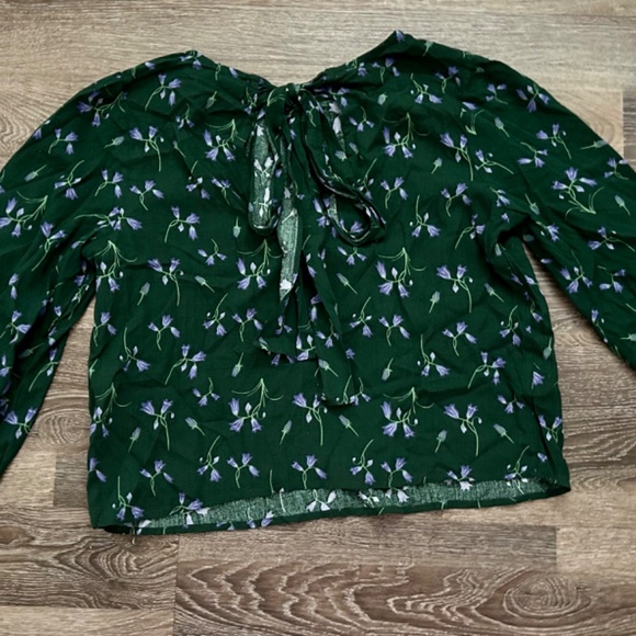 Modcloth Collectif Oakley Fall Floral Blouse Green S US 6 - Picture 4 of 6
